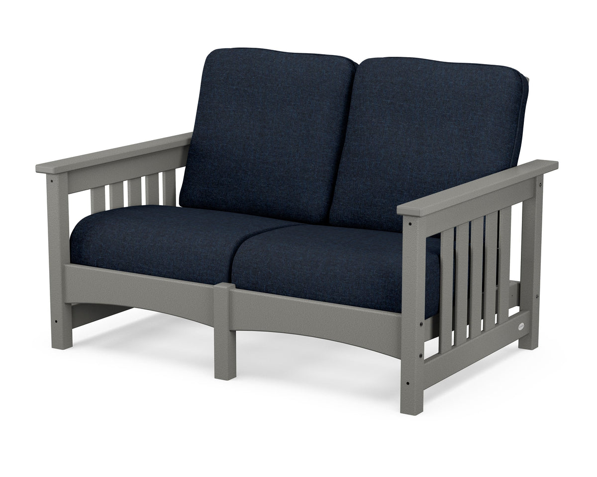 POLYWOOD Club Mission Loveseat in Slate Grey / Marine Indigo