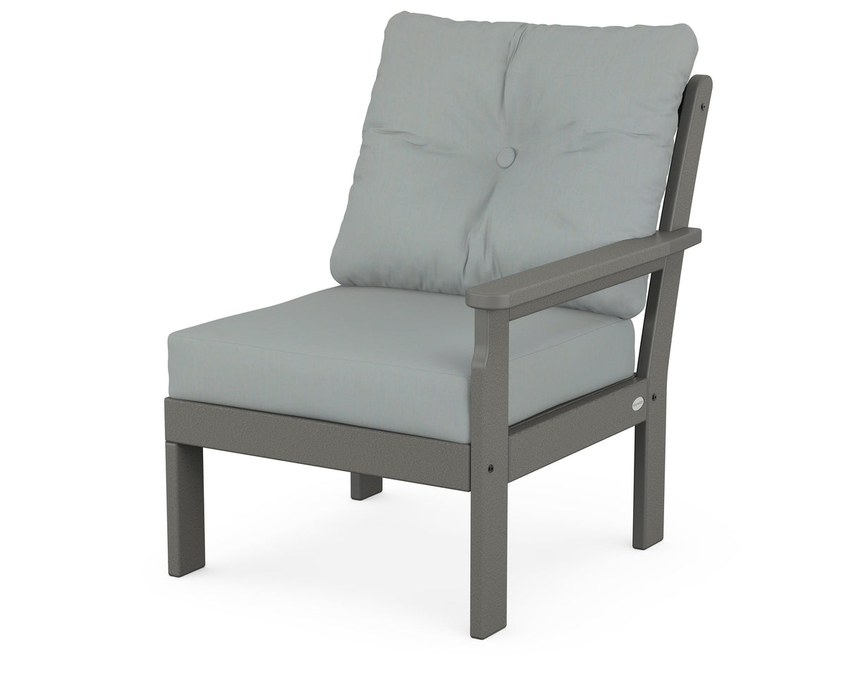 POLYWOOD Vineyard Modular Right Arm Chair in Slate Grey / Spa