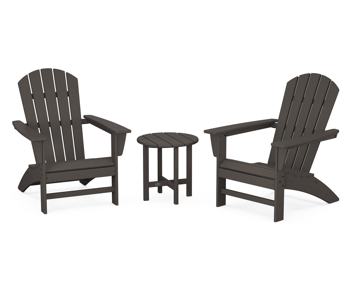 POLYWOOD Nautical 3-Piece Adirondack Set in Vintage Coffee