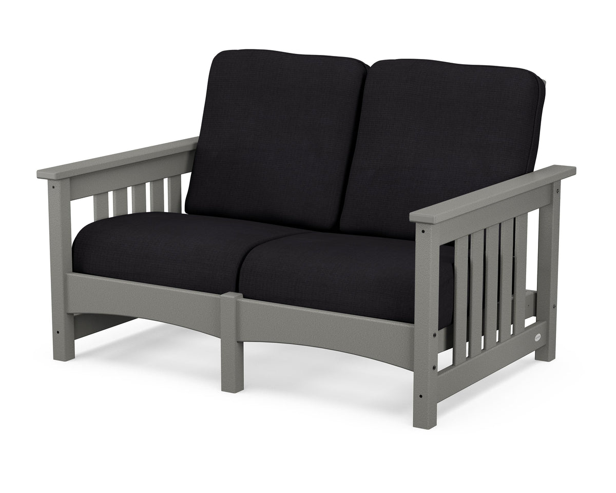 POLYWOOD Club Mission Loveseat in Slate Grey / Midnight Linen