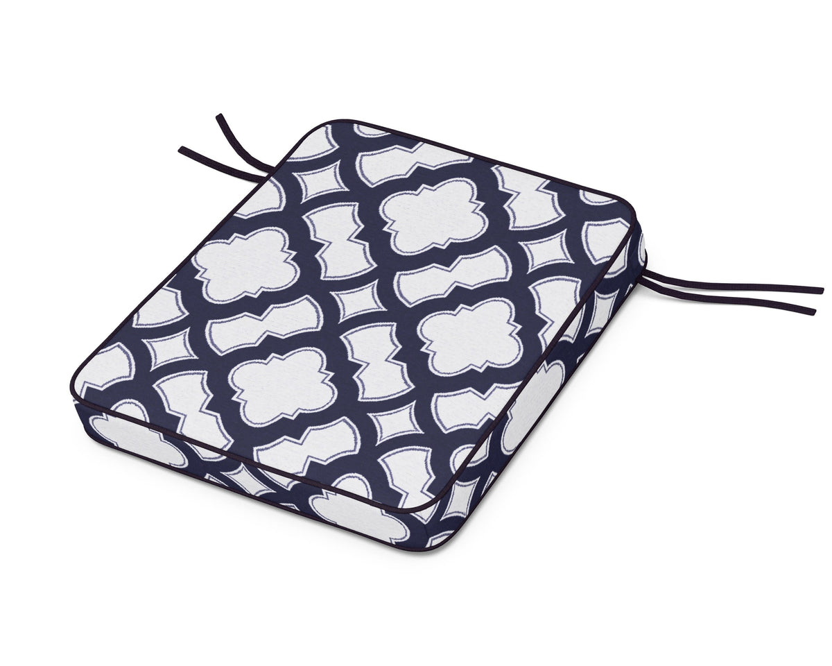 POLYWOOD Chinoiserie Rocker Seat Cushion in Trellis Navy