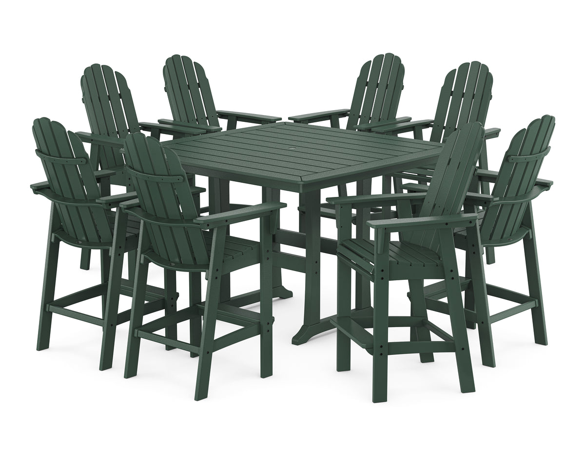 POLYWOOD Vineyard Curveback Adirondack 9-Piece Trestle Bar Set in Green