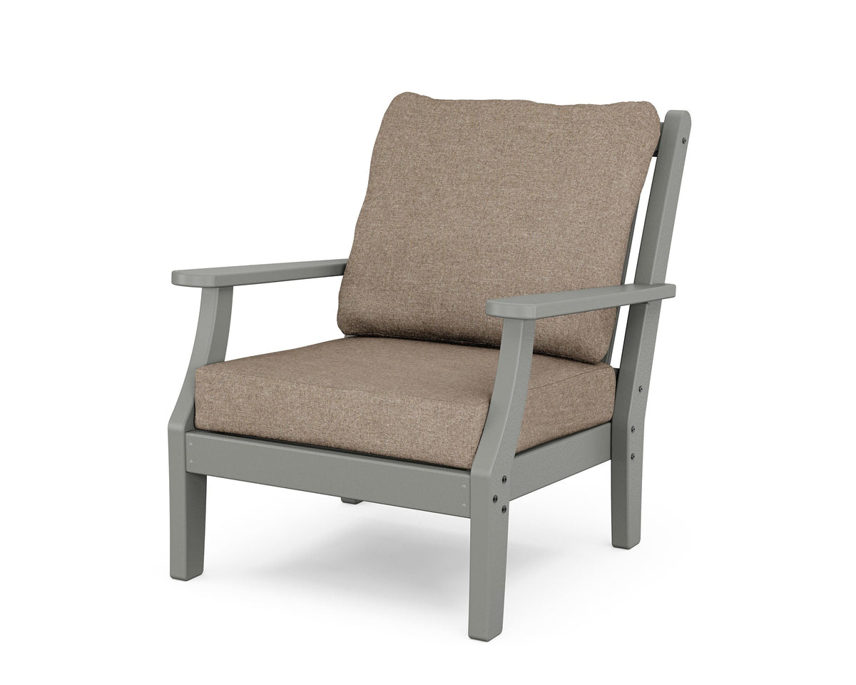 POLYWOOD Wovendale Deep Seating Chair in Slate Grey / Spiced Burlap