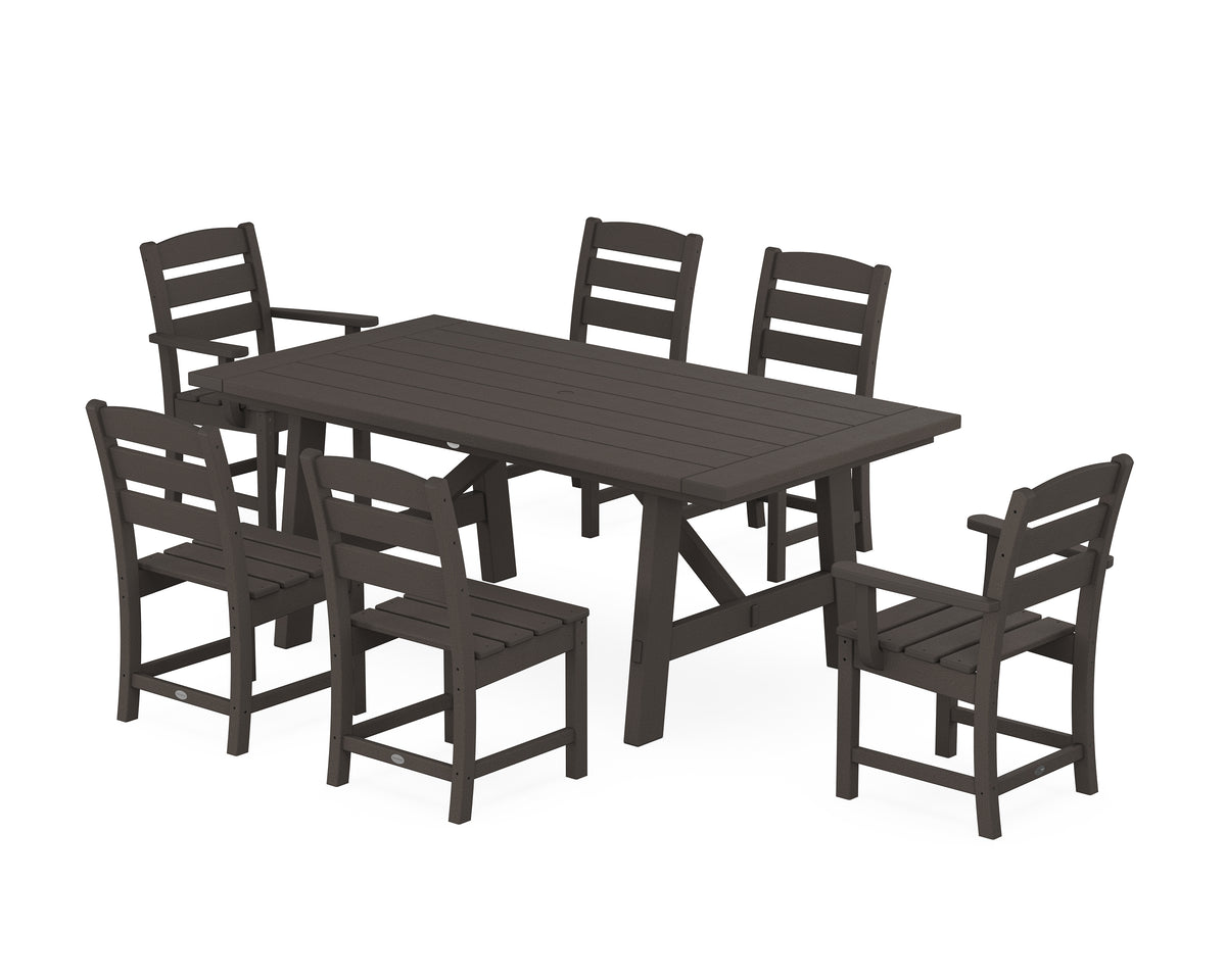 POLYWOOD Lakeside 7-Piece Rustic Farmhouse Dining Set in Vintage Coffee
