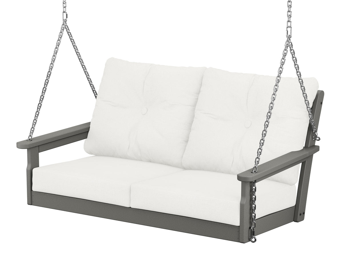 POLYWOOD Vineyard Deep Seating Swing in Slate Grey / Natural Linen