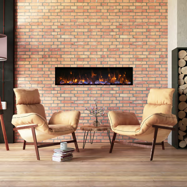 Amantii Deep 72" Electric Fireplace - Black Steel Surround