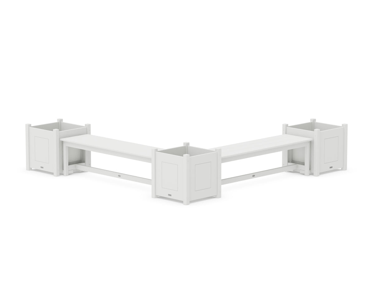 POLYWOOD 60" Country Living L-Shaped Planter Bench Corner Set - Large in White