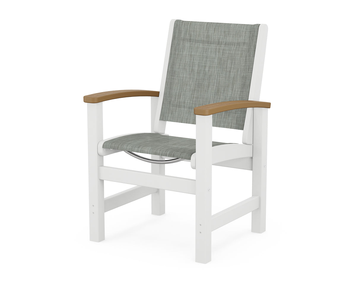 POLYWOOD Coastal Dining Chair in White / Natural / Birch