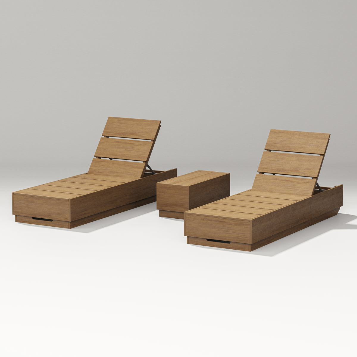 POLYWOOD PW Designer Series Elevate 3-Piece Chaise Lounge Set in Natural