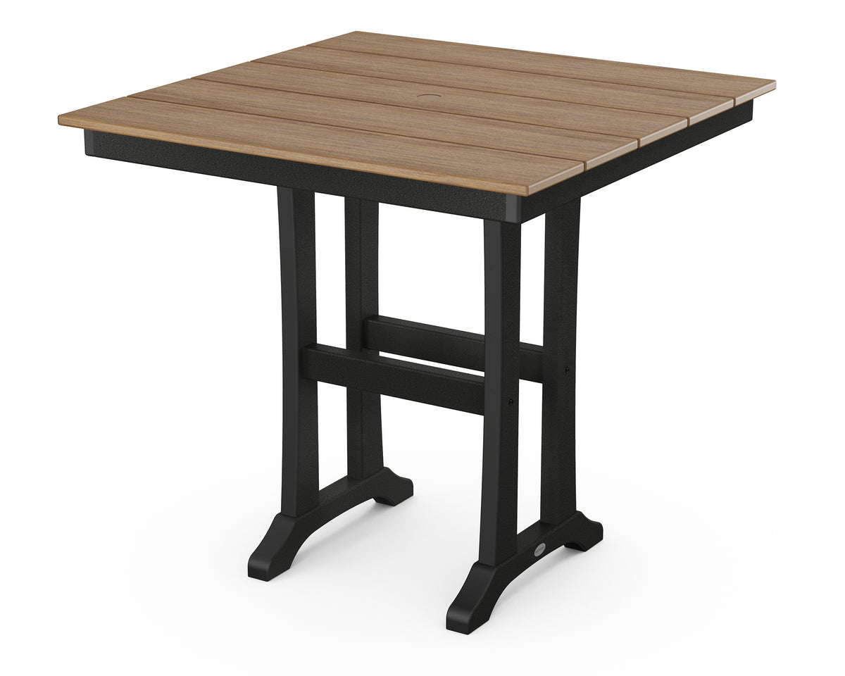 POLYWOOD Farmhouse Trestle 37" Counter Table in Black / Natural