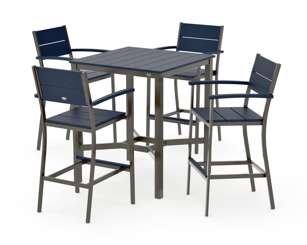 POLYWOOD Main Street 5-Piece Bar Set in Bronze / Navy