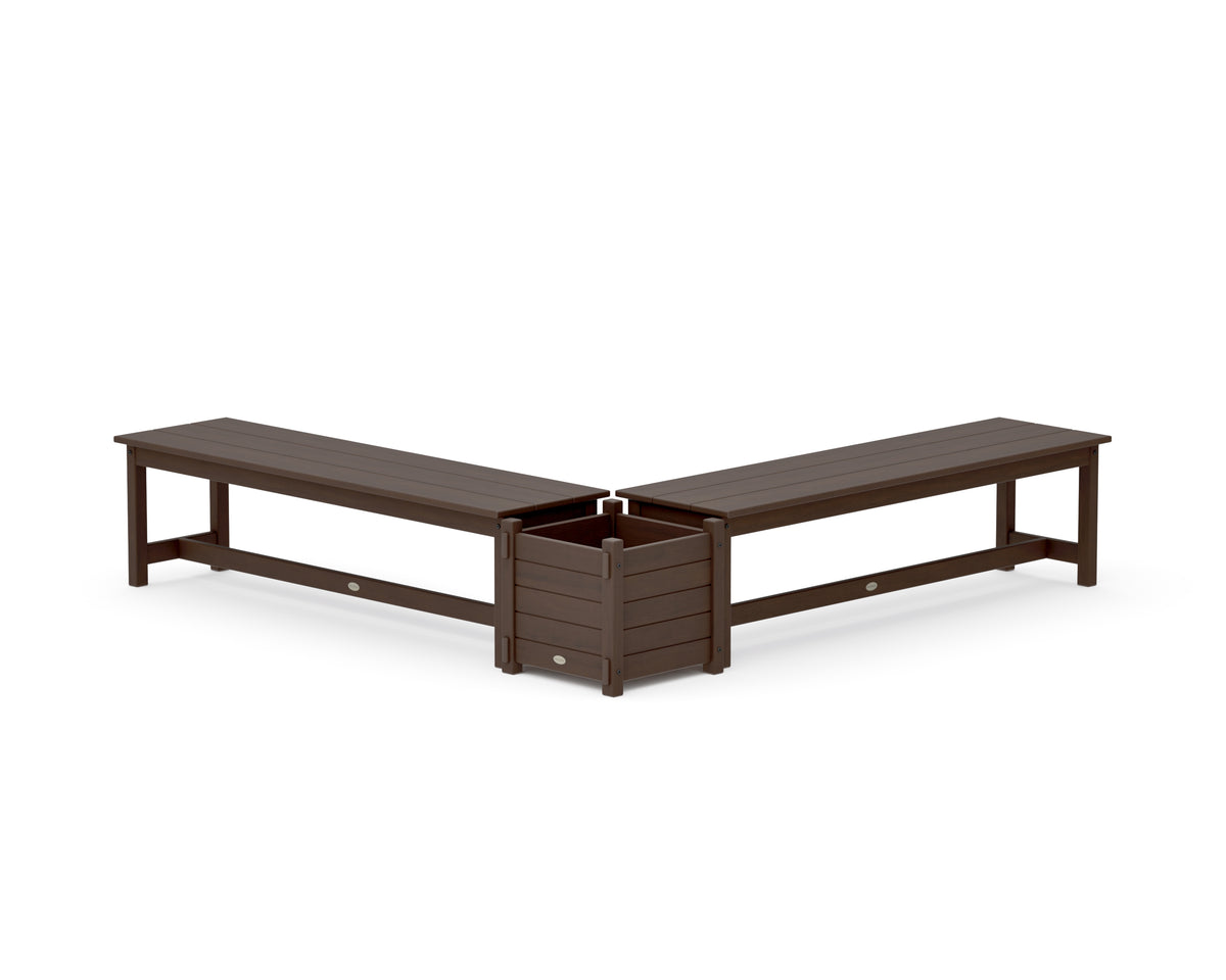 POLYWOOD 60" Nautical L-Shaped Planter Bench Set in Kona