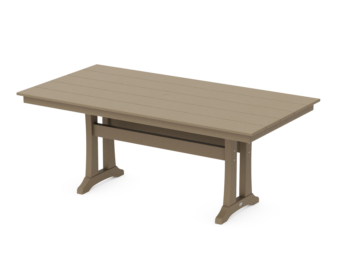 POLYWOOD Farmhouse Trestle 37" x 72" Dining Table in Vintage Sahara