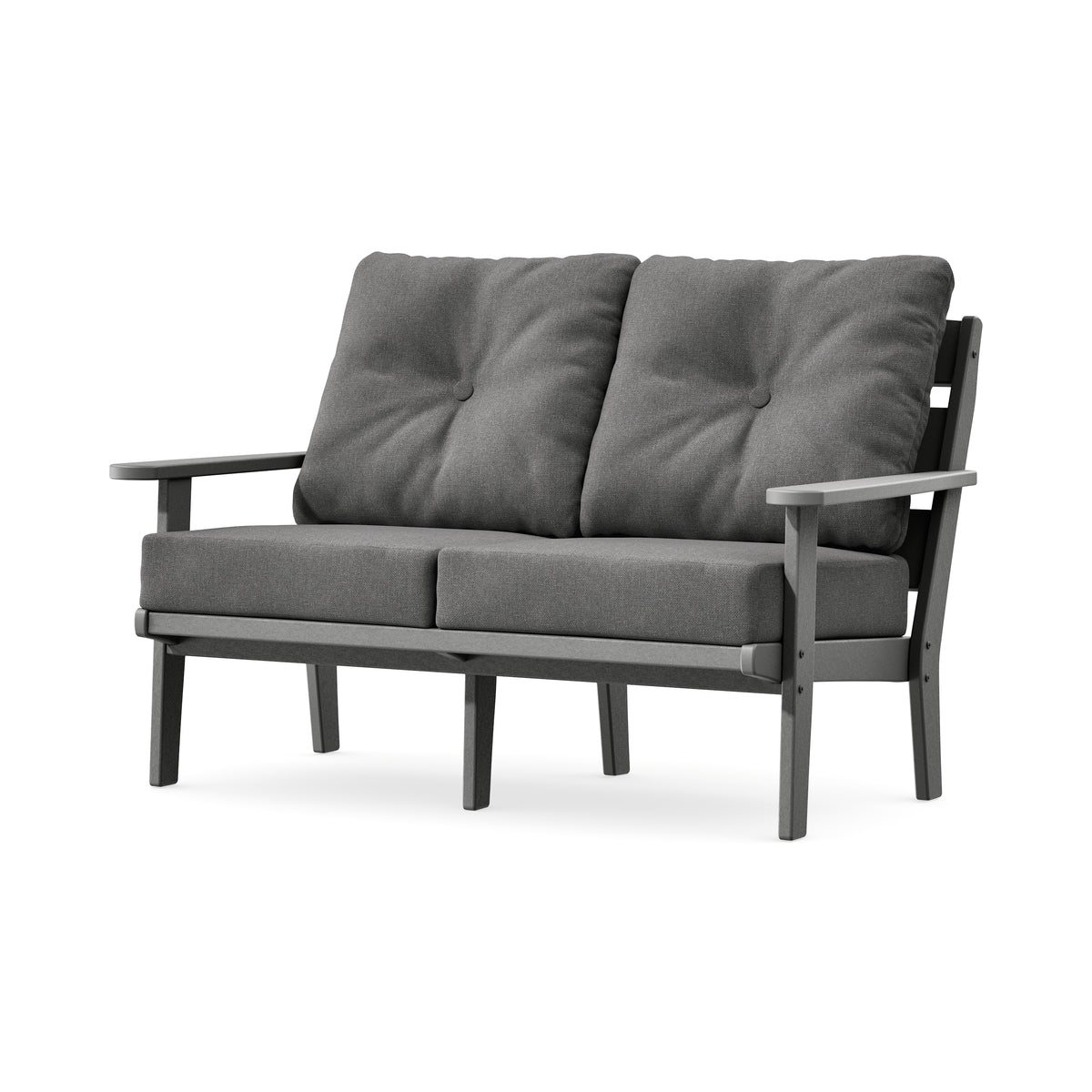 POLYWOOD Lakeside Deep Seating Loveseat in Slate Grey / Ash Charcoal