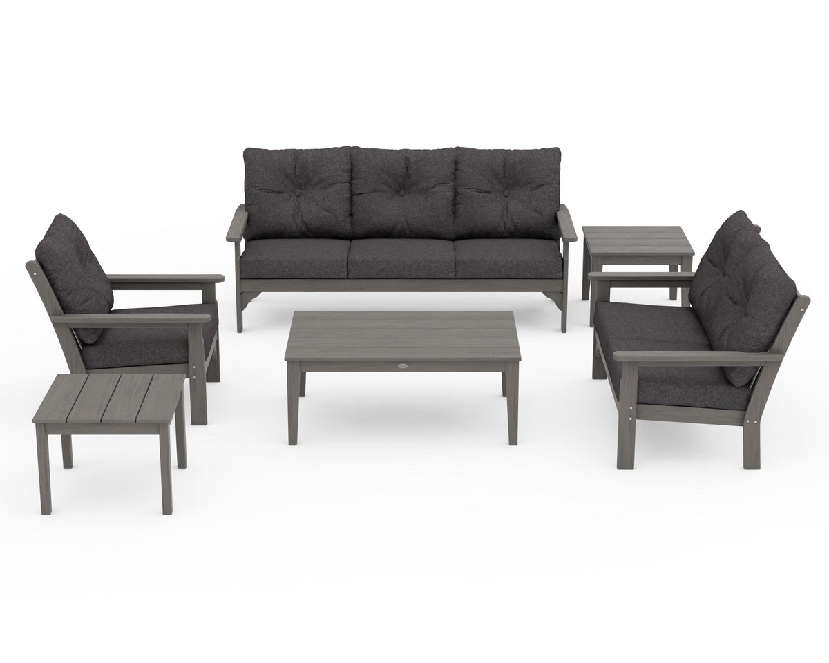 POLYWOOD Vineyard 6-Piece Deep Seating Set in Driftwood / Ash Charcoal
