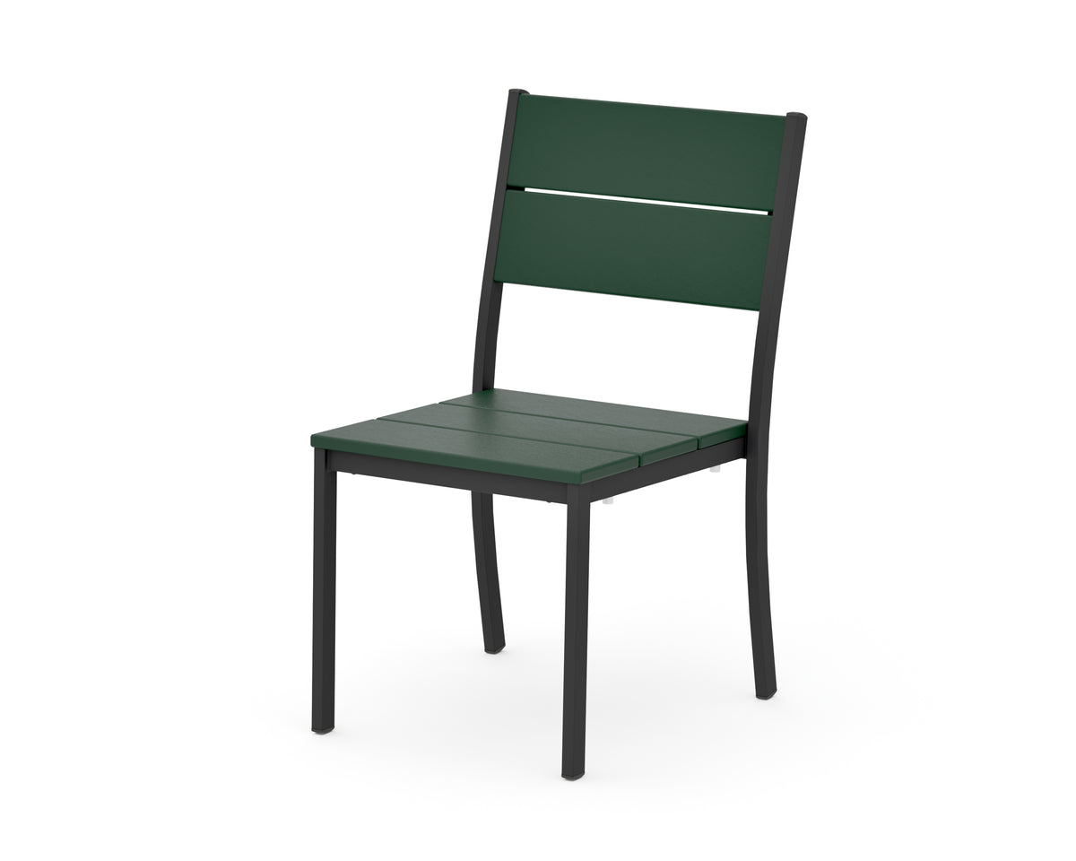 POLYWOOD Main Street Stacking Dining Side Chair in Black / Green