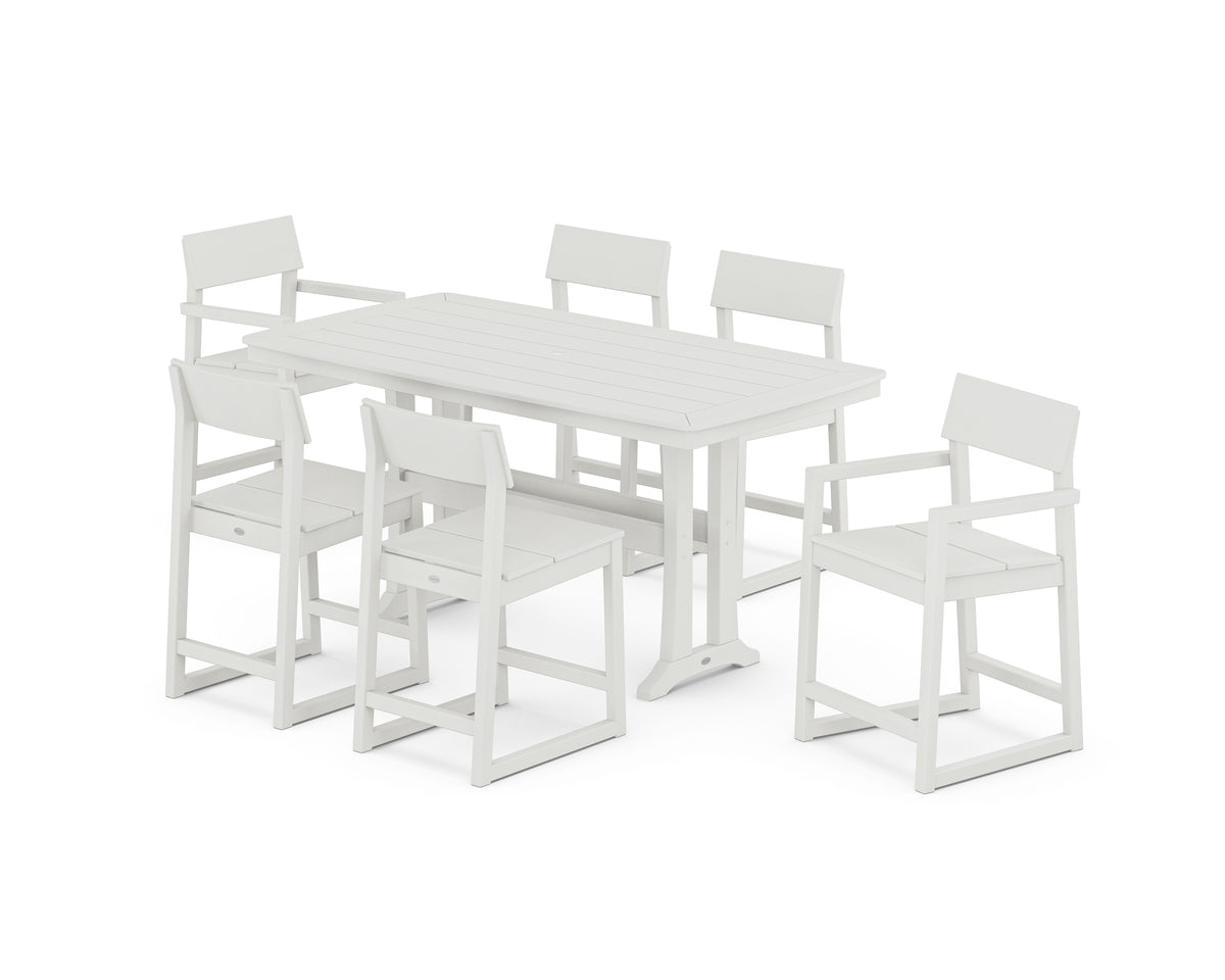 POLYWOOD EDGE 7-Piece Counter Set with Trestle Legs in Vintage White