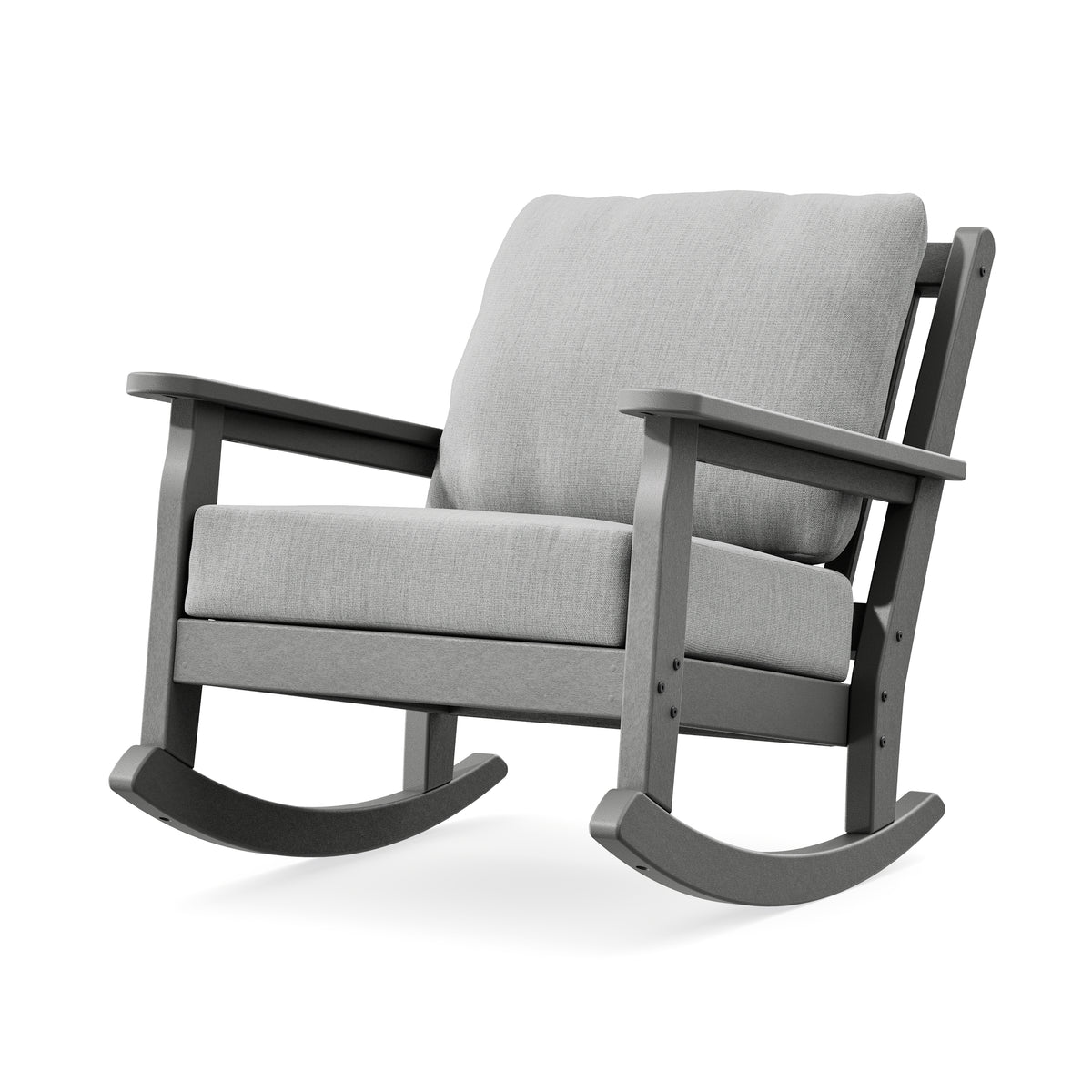 POLYWOOD Chippendale Deep Seating Rocking Chair in Slate Grey / Granite