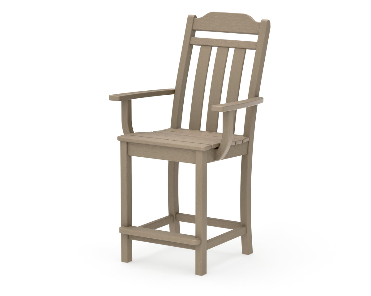 POLYWOOD Cottage Counter Arm Chair in Vintage Sahara