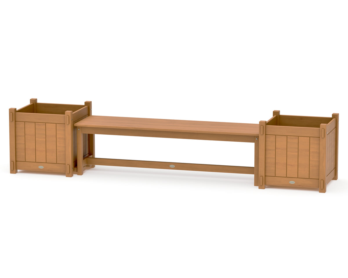 POLYWOOD 60" Vineyard Straight Planter Bench Set - Large in Natural