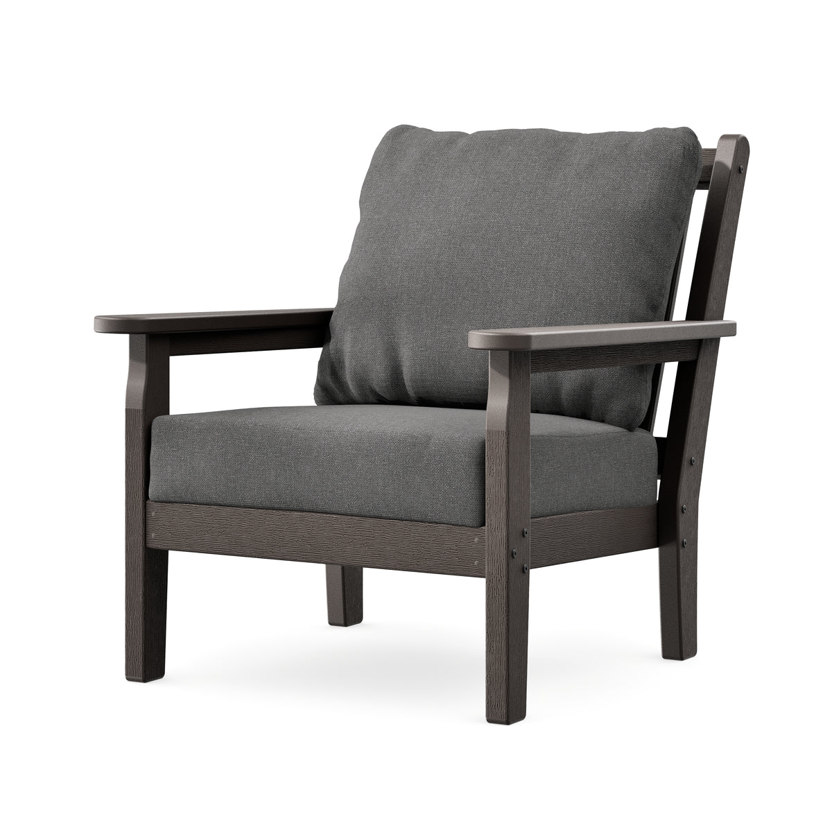POLYWOOD Chippendale Deep Seating Chair in Vintage Coffee / Ash Charcoal