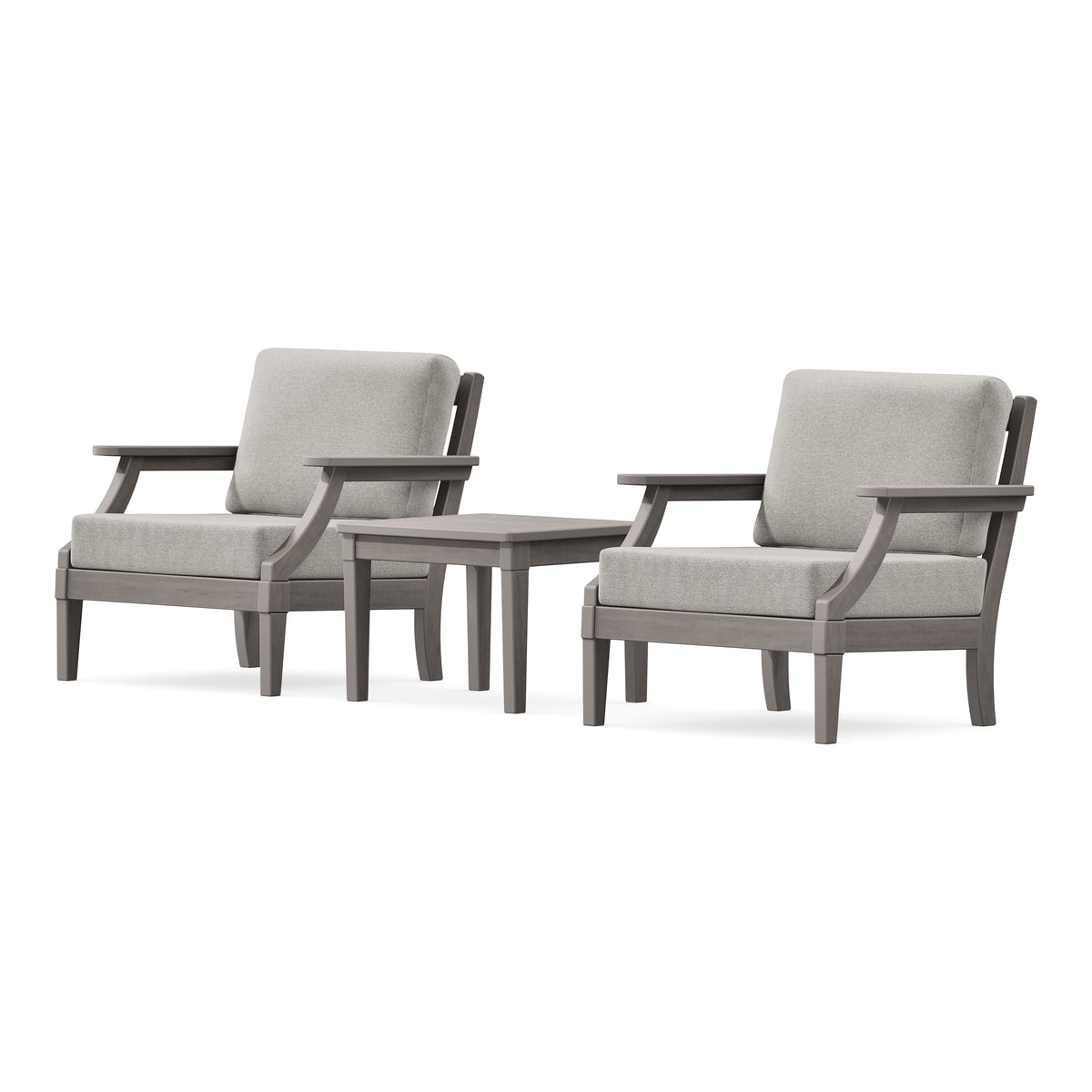 POLYWOOD PW Designer Series Estate 3-Piece Lounge Chair Set in Driftwood / Weathered Tweed