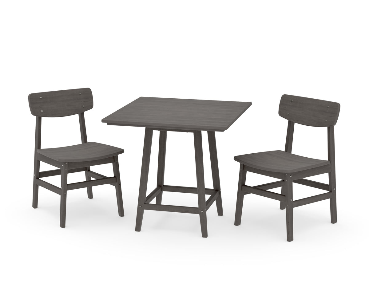 POLYWOOD Modern Studio Urban Chair 3-Piece Bistro Dining Set in Driftwood