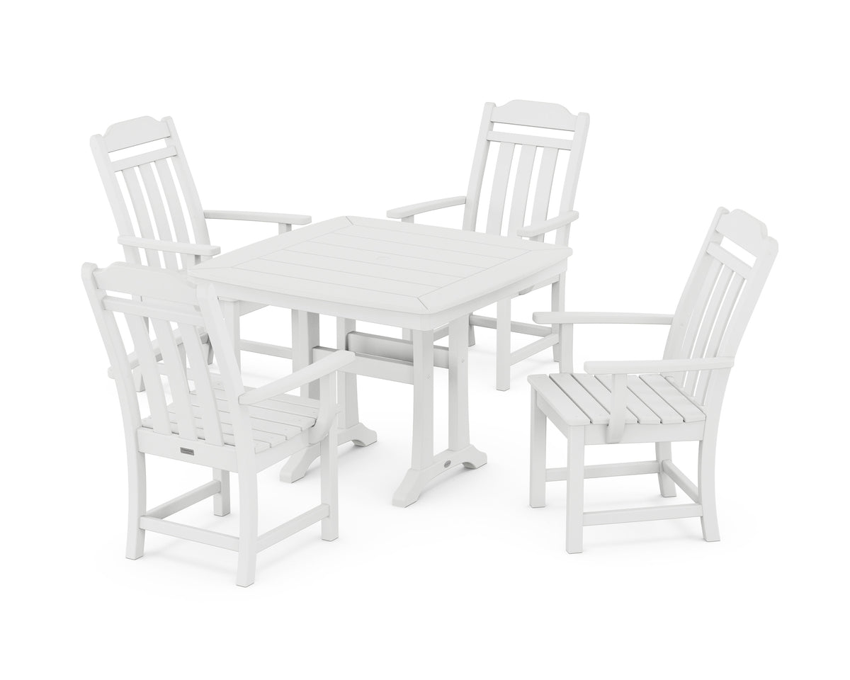POLYWOOD Cottage 5-Piece Dining Set with Trestle Legs in White
