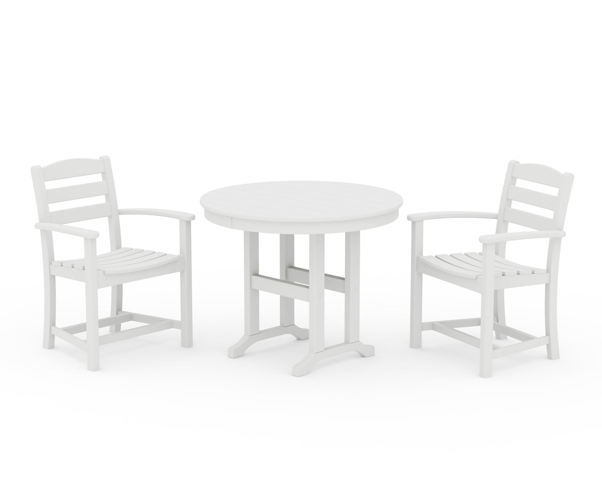 POLYWOOD La Casa Café 3-Piece Round Dining Set in White