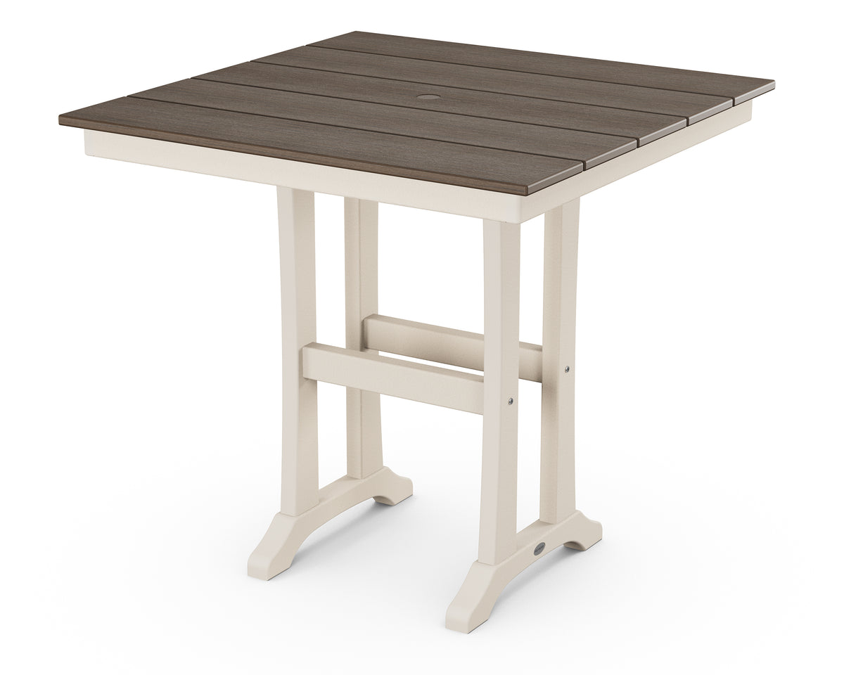 POLYWOOD Farmhouse Trestle 37" Counter Table in Sand / Kona
