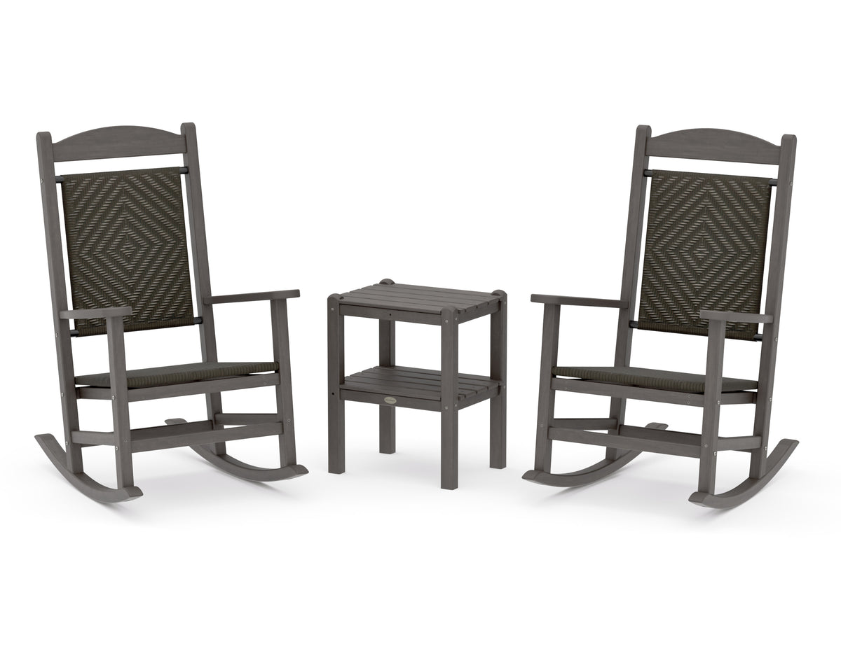 POLYWOOD Presidential Woven Rocker 3-Piece Set in Driftwood / Cahaba