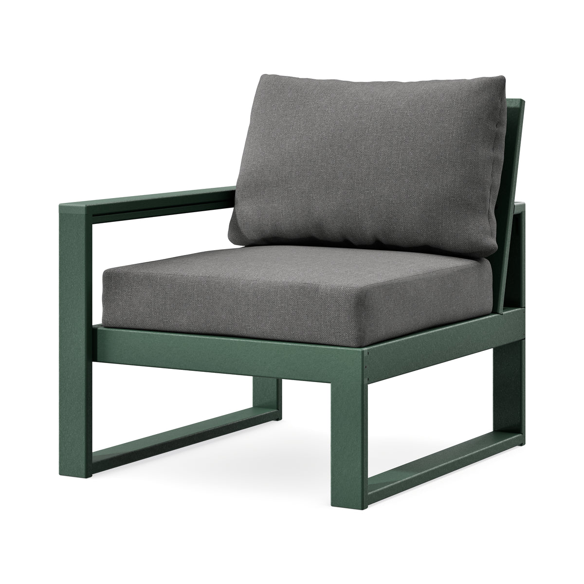 POLYWOOD EDGE Modular Left Arm Chair in Green / Ash Charcoal