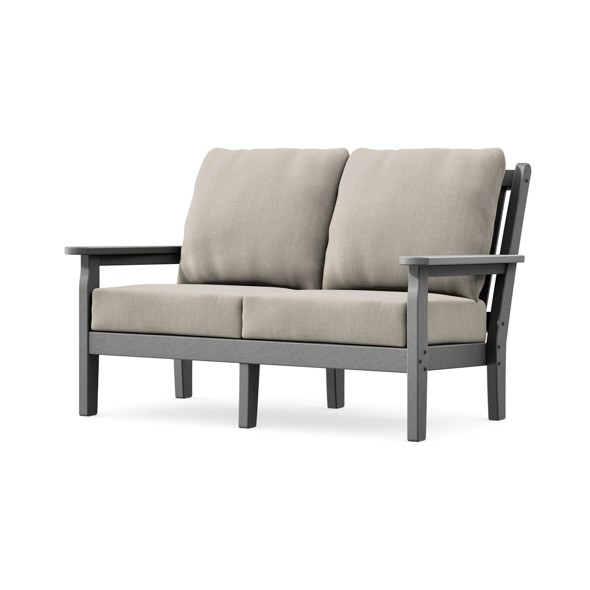 POLYWOOD Chippendale Deep Seating Loveseat in Slate Grey / Cast Ash