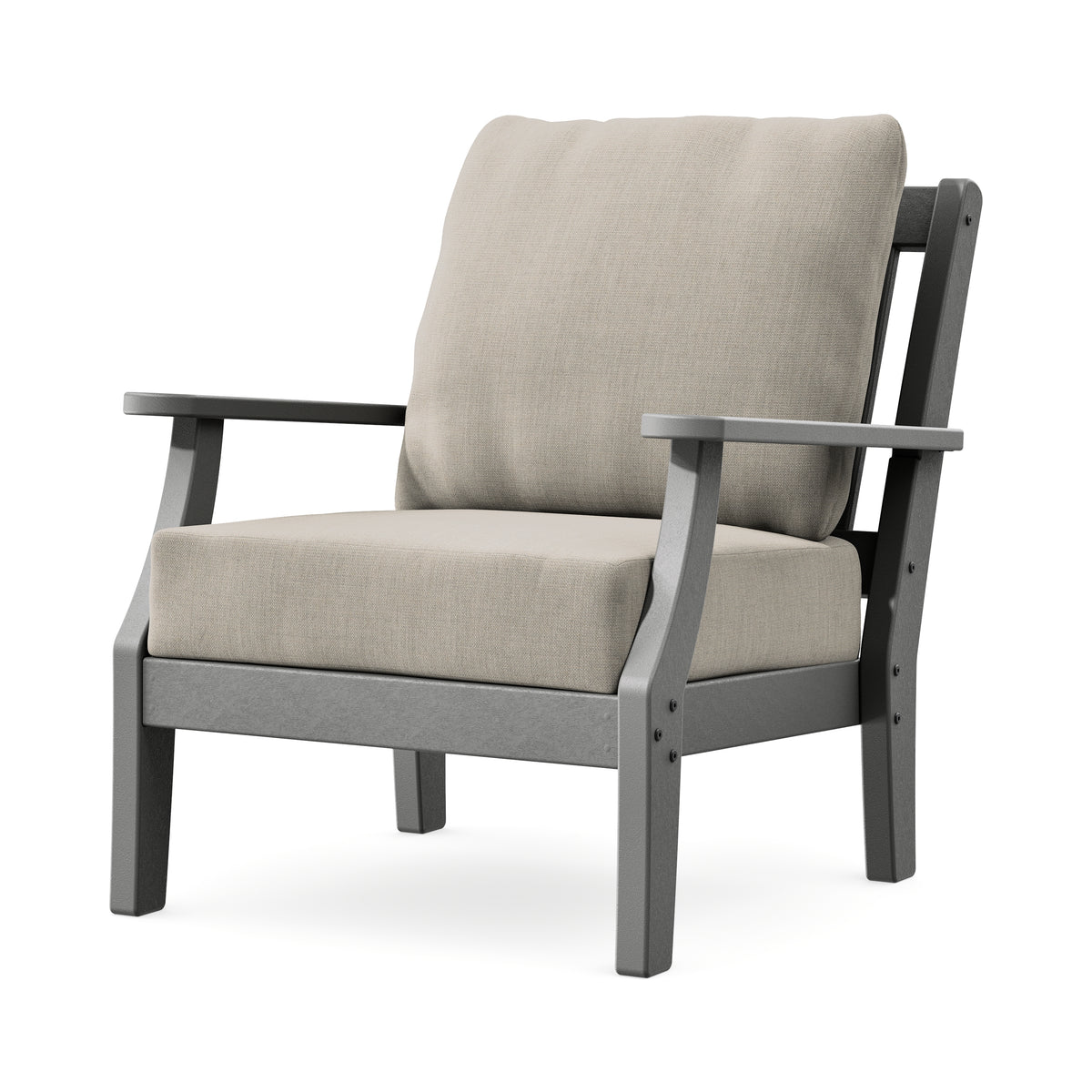 POLYWOOD Chinoiserie Deep Seating Chair in Slate Grey / Cast Ash