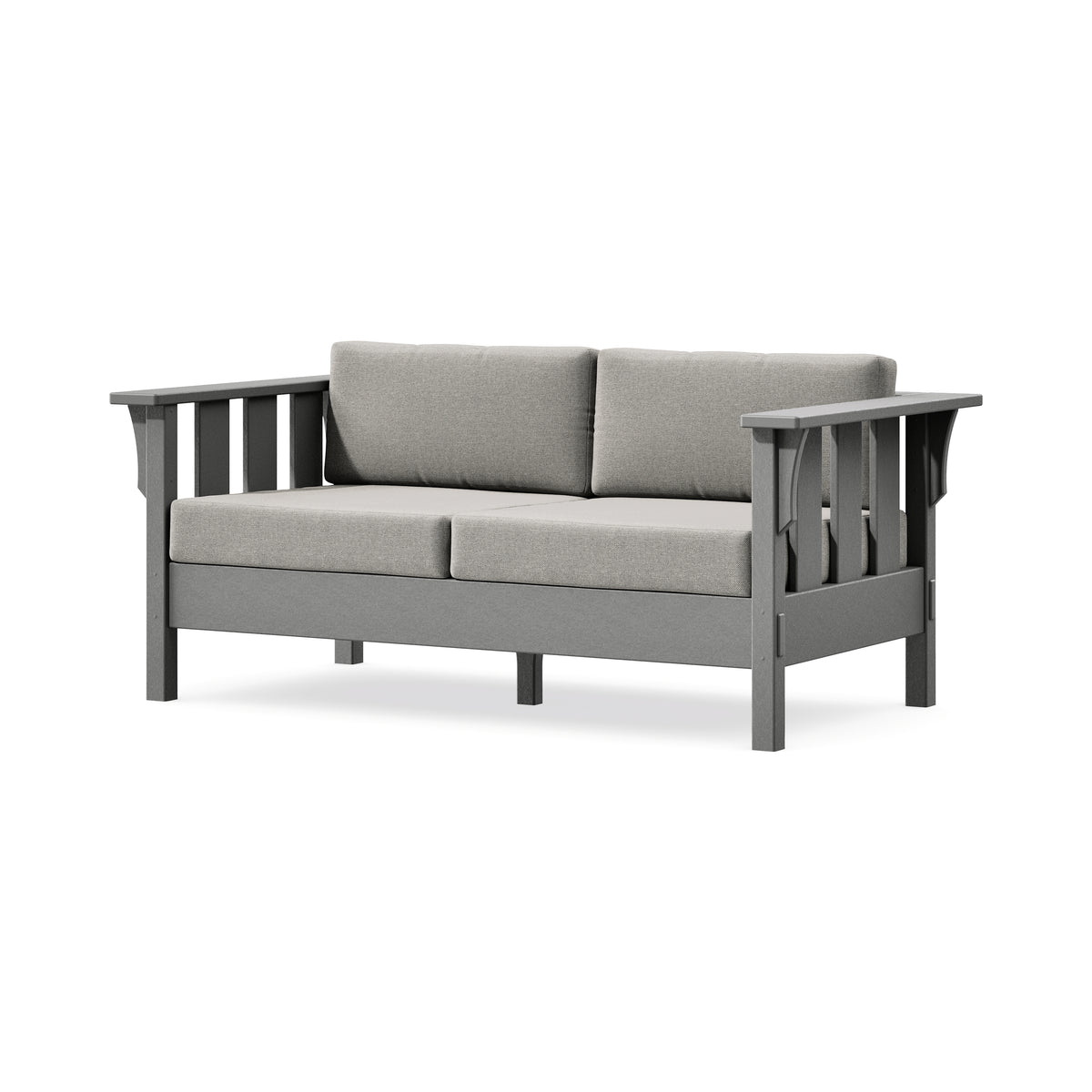 POLYWOOD Acadia Deep Seating Loveseat in Slate Grey / Weathered Tweed