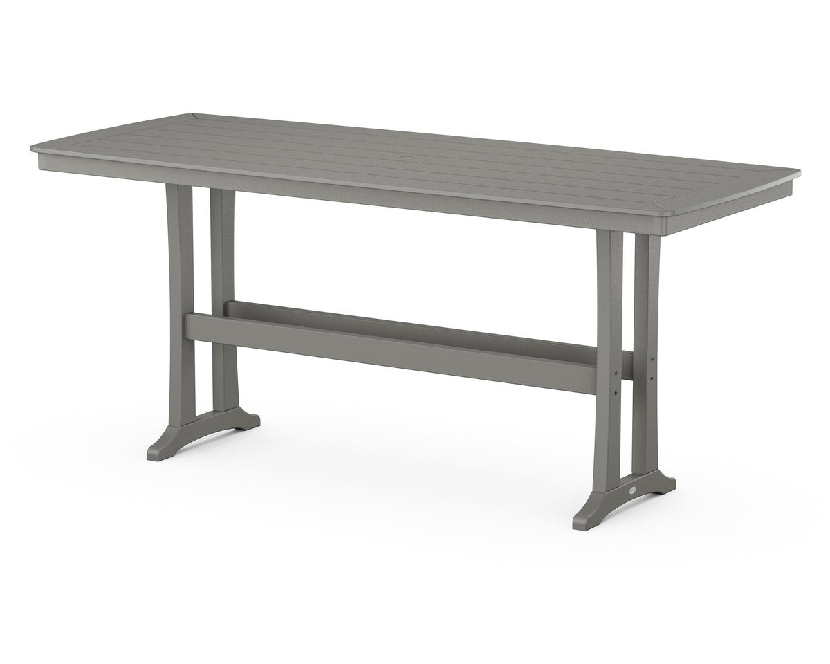 POLYWOOD Nautical Trestle 39" x 97" Bar Table in Slate Grey