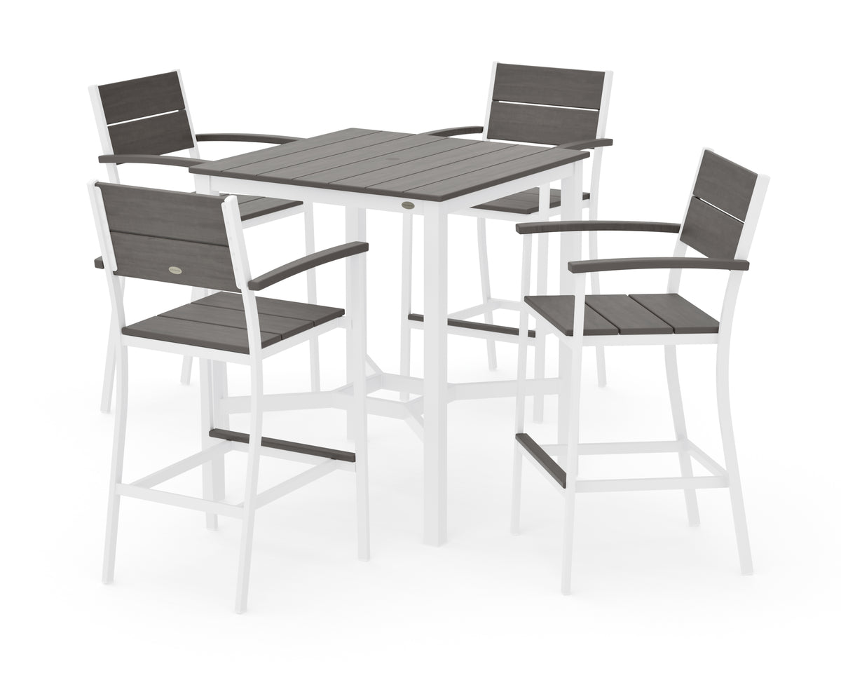 POLYWOOD Main Street 5-Piece Bar Set in White / Driftwood