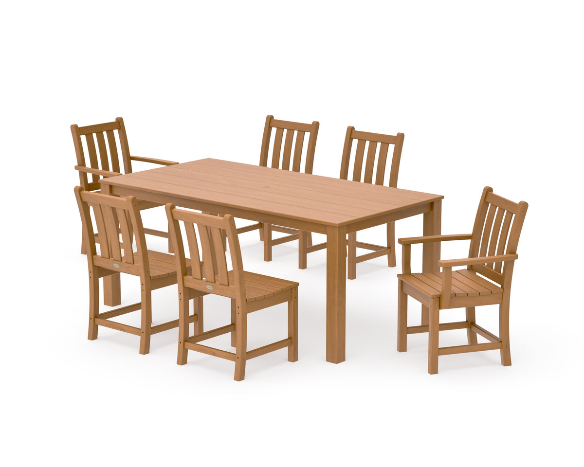 POLYWOOD Traditional Garden 7-Piece Parsons Dining Set in Natural