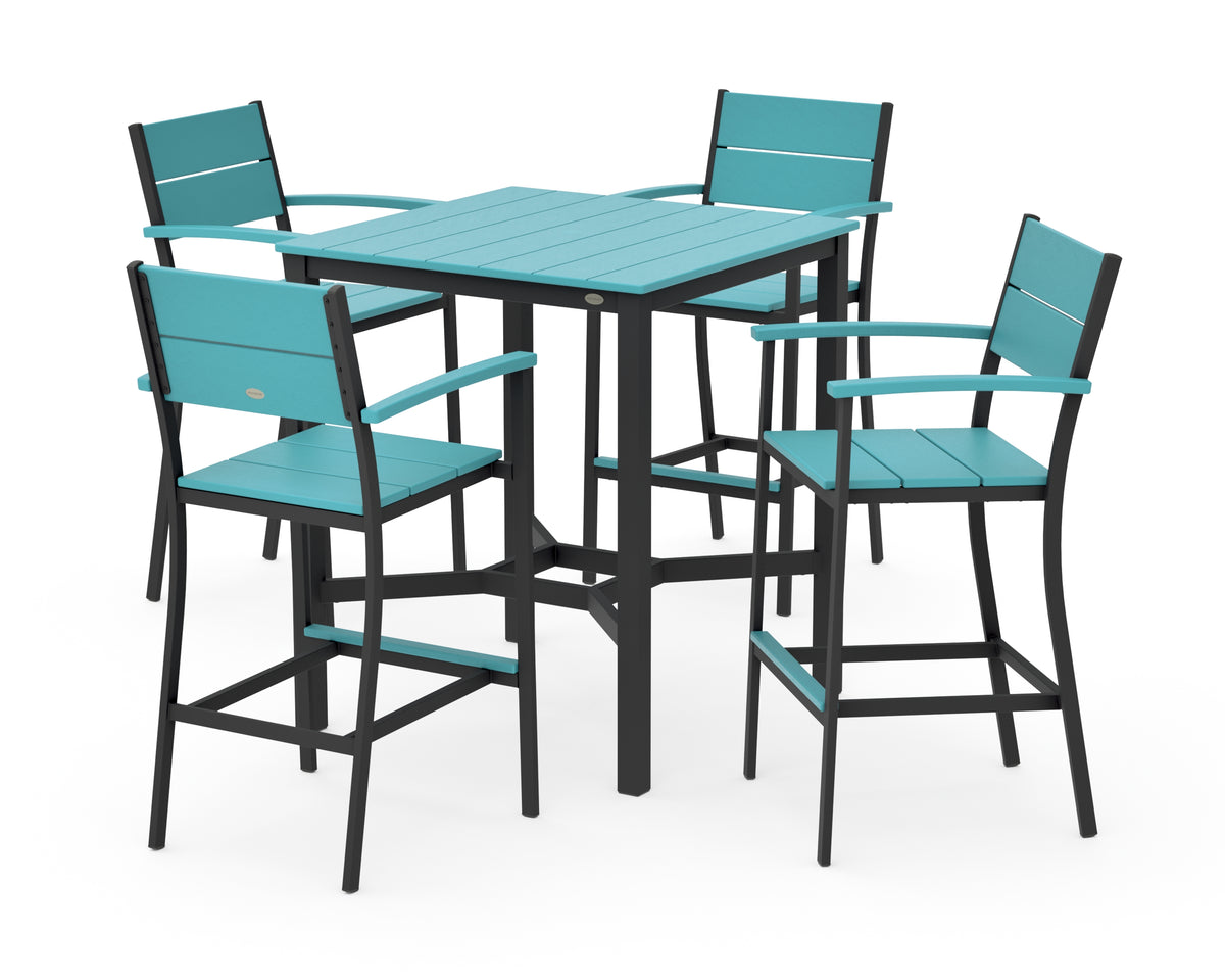 POLYWOOD Main Street 5-Piece Bar Set in Black / Aruba