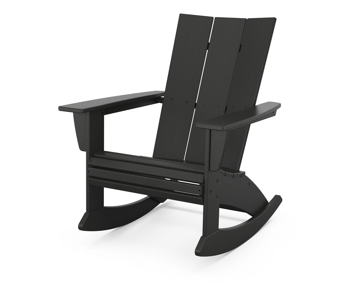 POLYWOOD Modern Curveback Adirondack Rocking Chair in Black
