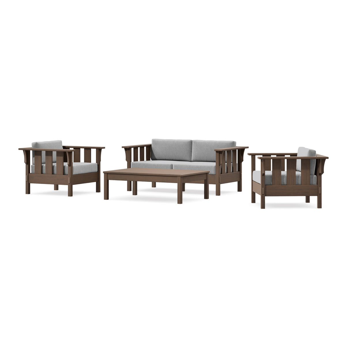 POLYWOOD Acadia 4-Piece Deep Seating Set with Loveseat in Kona / Grey Mist