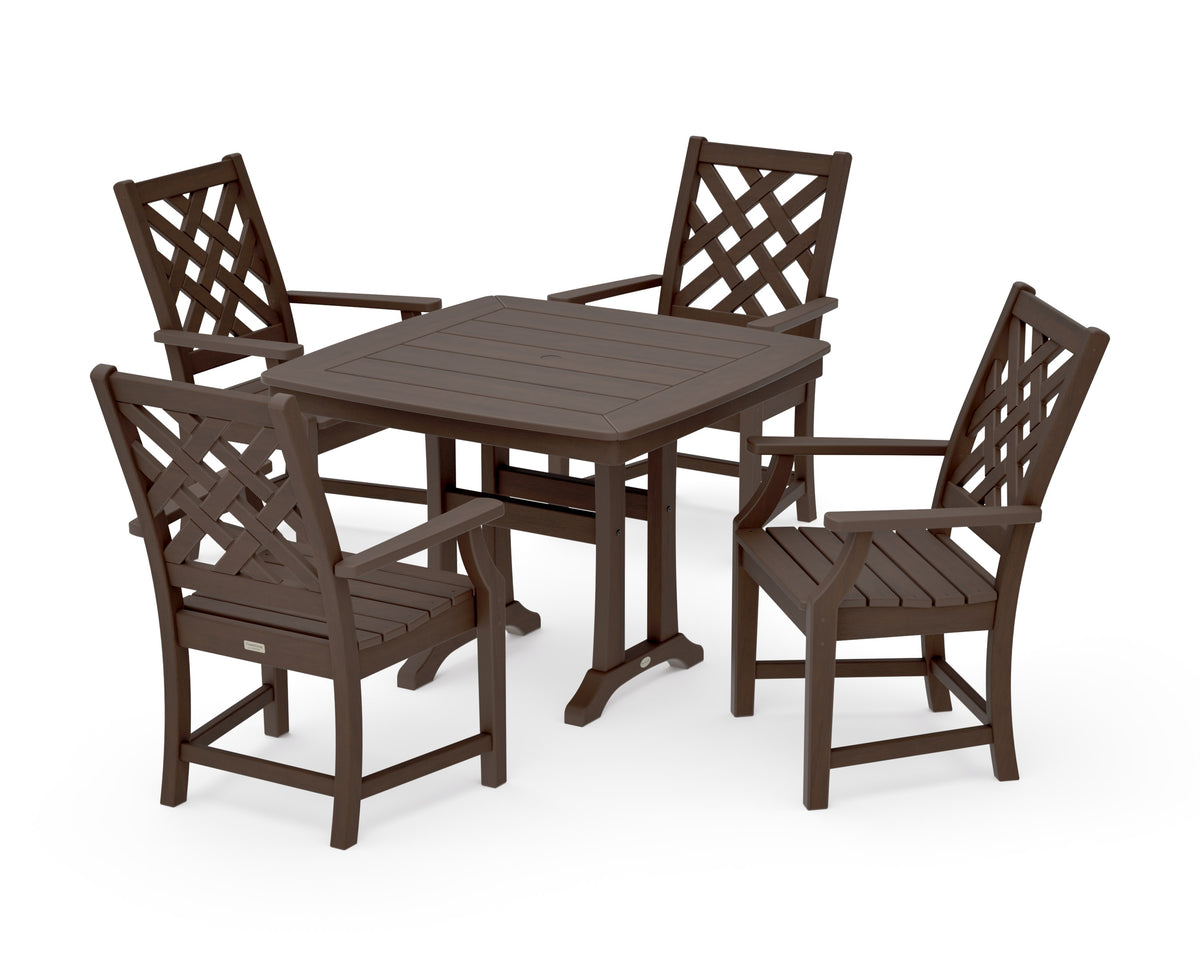 POLYWOOD Wovendale 5-Piece Dining Set with Trestle Legs in Kona
