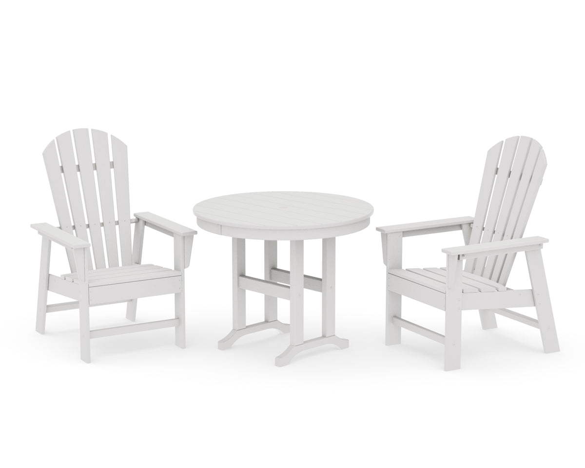 POLYWOOD South Beach 3-Piece Round Farmhouse Dining Set in Vintage White