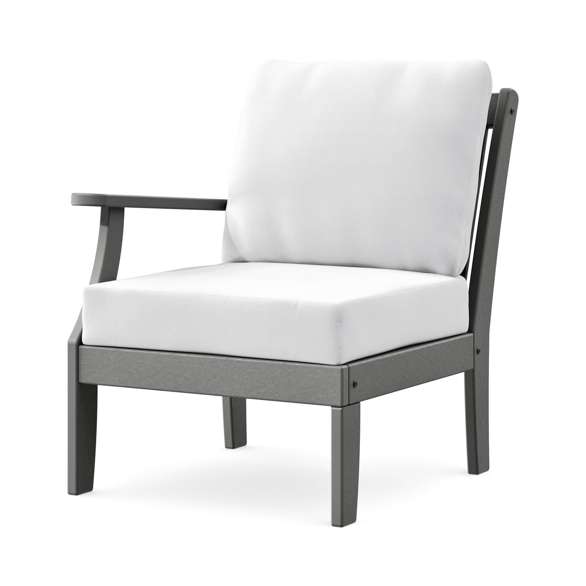 POLYWOOD Braxton Modular Left Arm Chair in Slate Grey / Natural