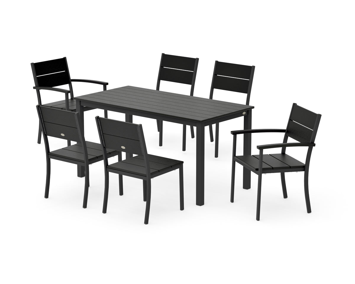POLYWOOD Main Street 7-Piece Dining Set with Main Street 30 x 60 Dining Table in Black / Black