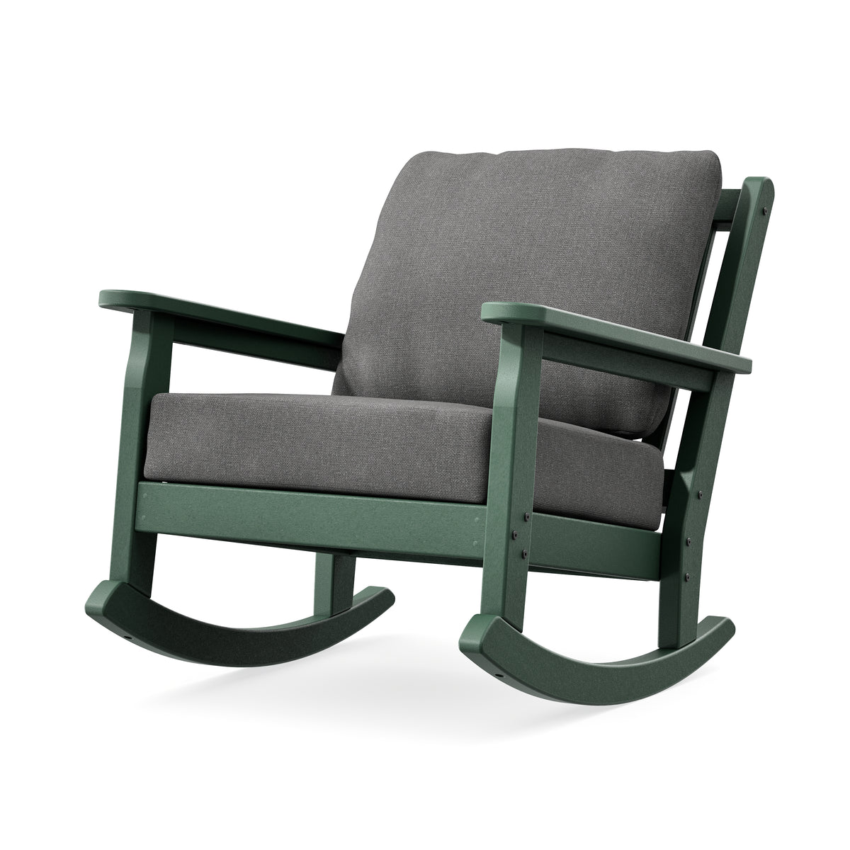 POLYWOOD Chippendale Deep Seating Rocking Chair in Green / Ash Charcoal