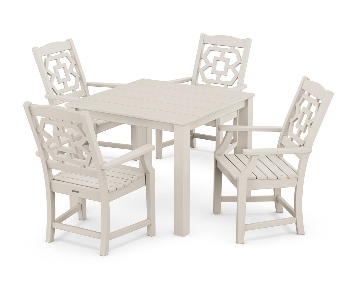 POLYWOOD Chinoiserie 5-Piece Parsons Dining Set in Sand