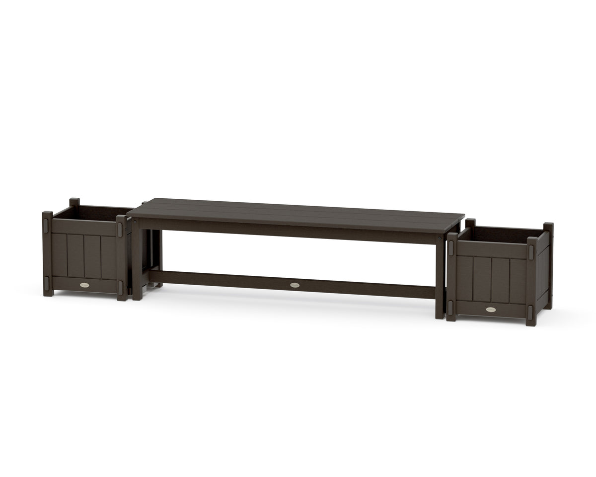 POLYWOOD 60" Vineyard Straight Planter Bench Set in Vintage Coffee
