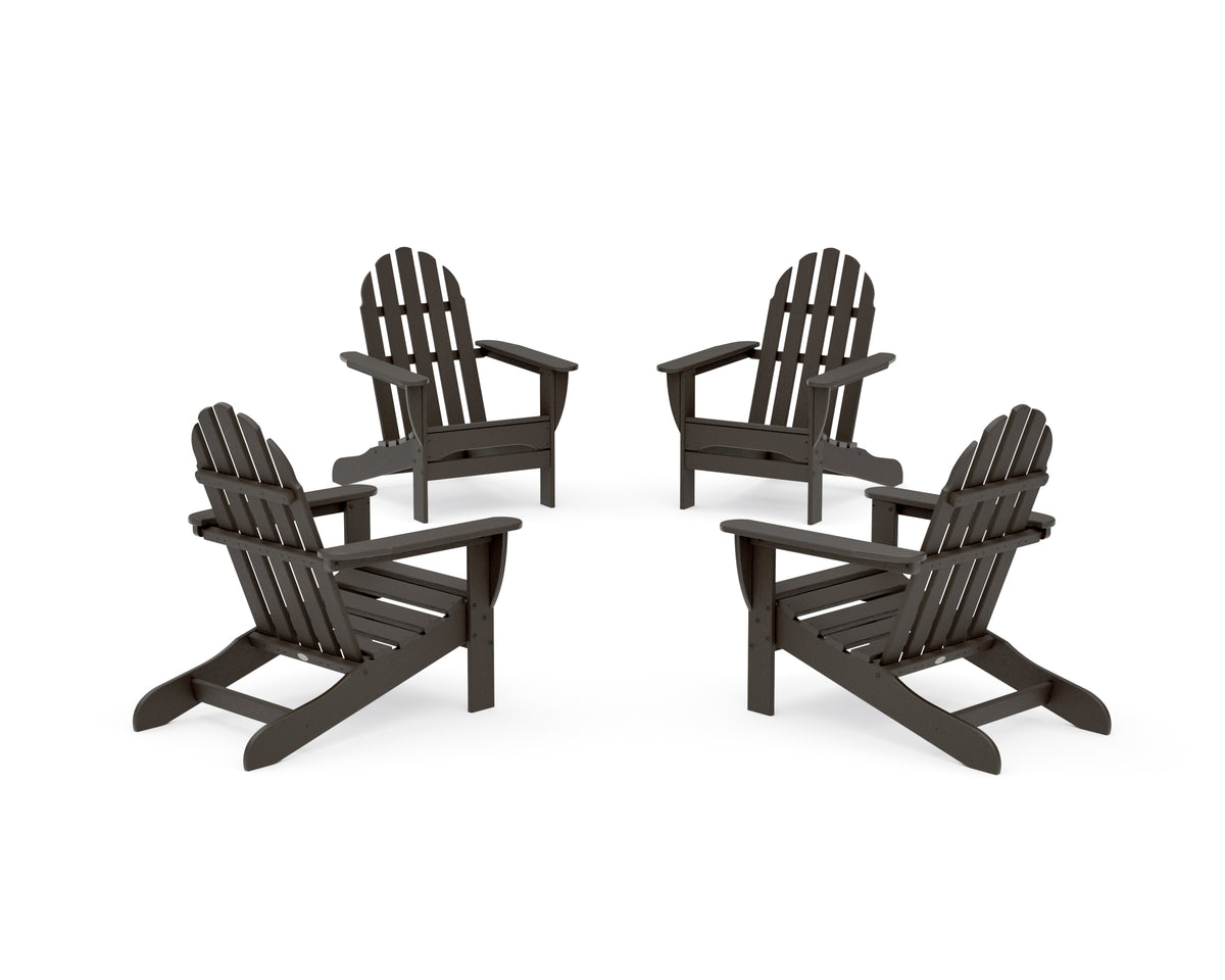 POLYWOOD 4-Piece Classic Adirondack Conversation Set in Vintage Coffee