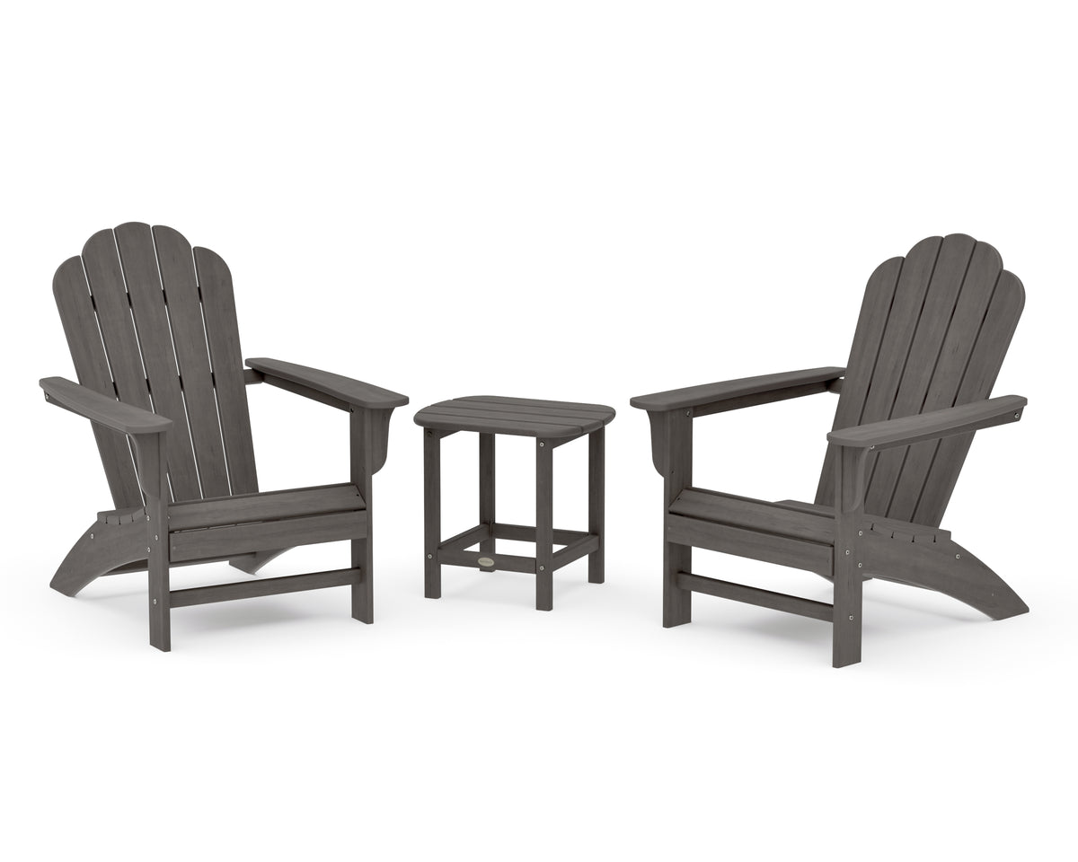 POLYWOOD Country Living Cottage Adirondack Chair 3-Piece Set in Driftwood